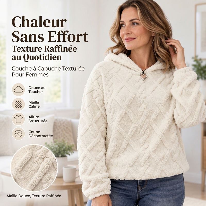 Robe à capuche en peluche jacquard à motifs de losanges pour femmes