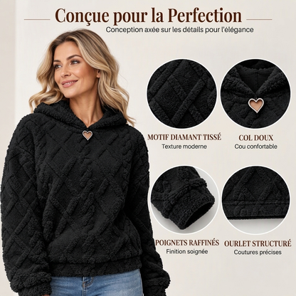 Robe à capuche en peluche jacquard à motifs de losanges pour femmes