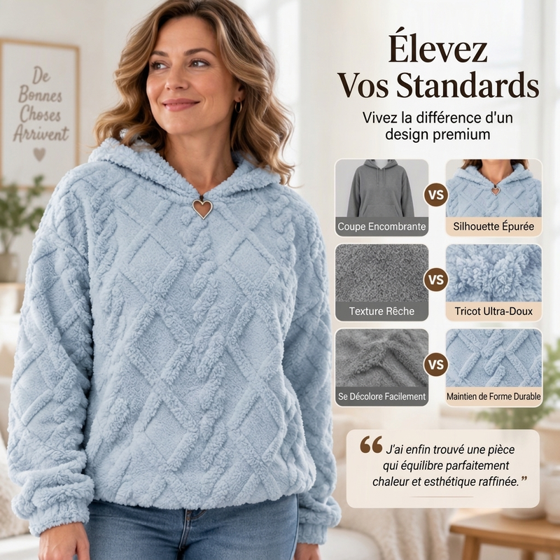 Robe à capuche en peluche jacquard à motifs de losanges pour femmes