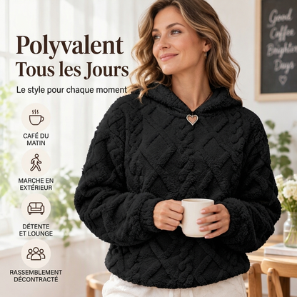 Robe à capuche en peluche jacquard à motifs de losanges pour femmes