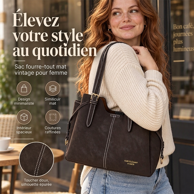 Sac fourre-tout en cuir PU givré rétro