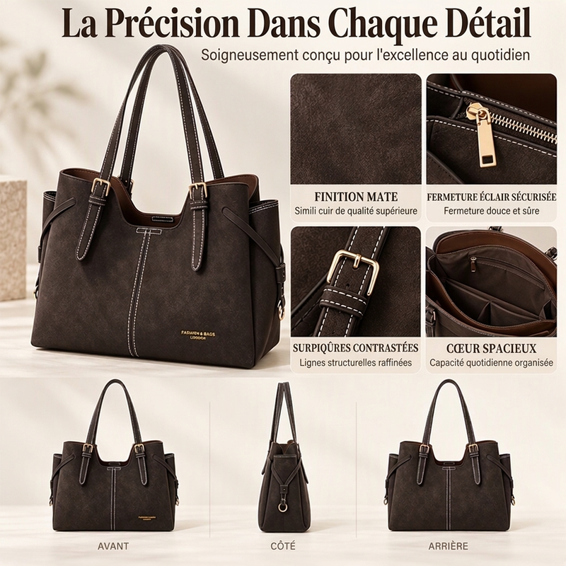 Sac fourre-tout en cuir PU givré rétro