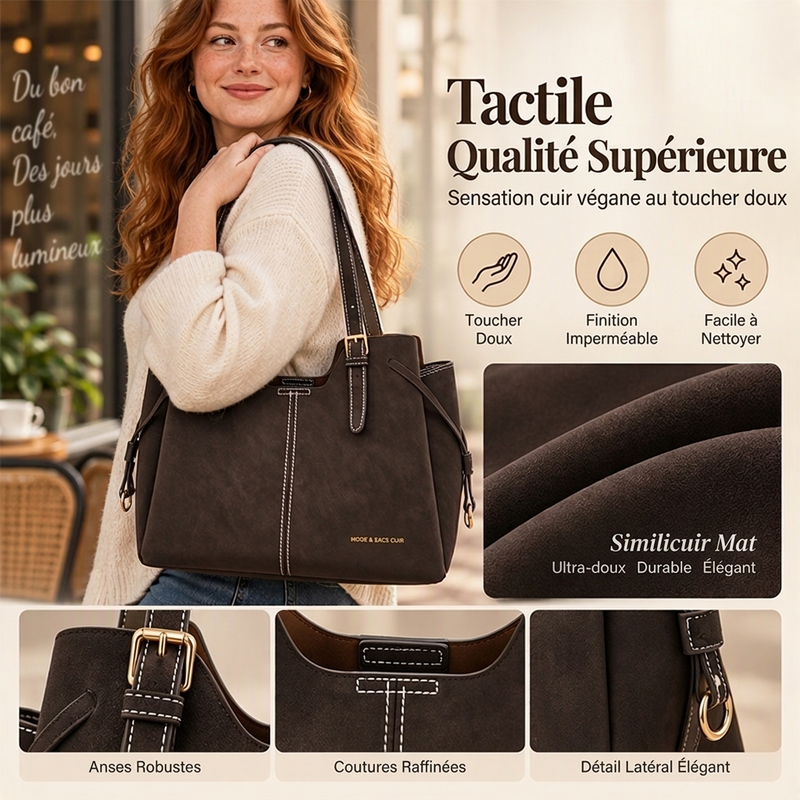 Sac fourre-tout en cuir PU givré rétro