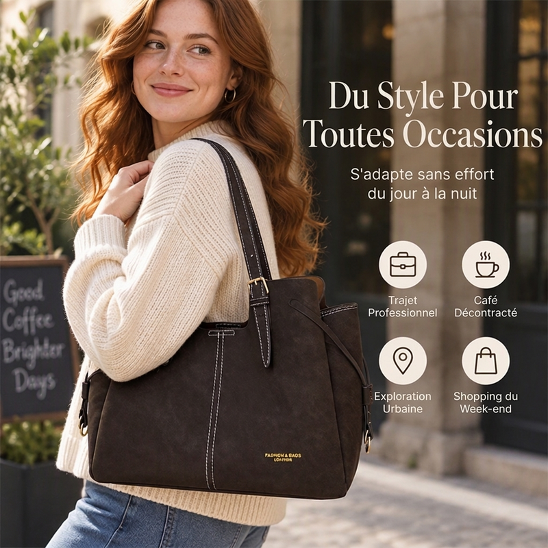 Sac fourre-tout en cuir PU givré rétro