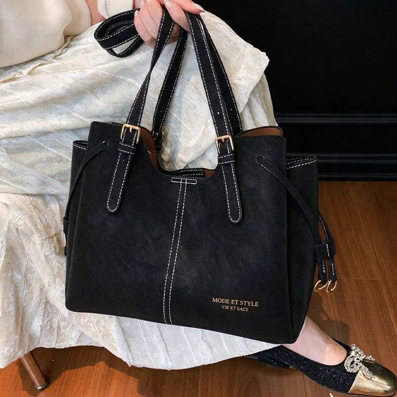 Sac fourre-tout en cuir PU givré rétro