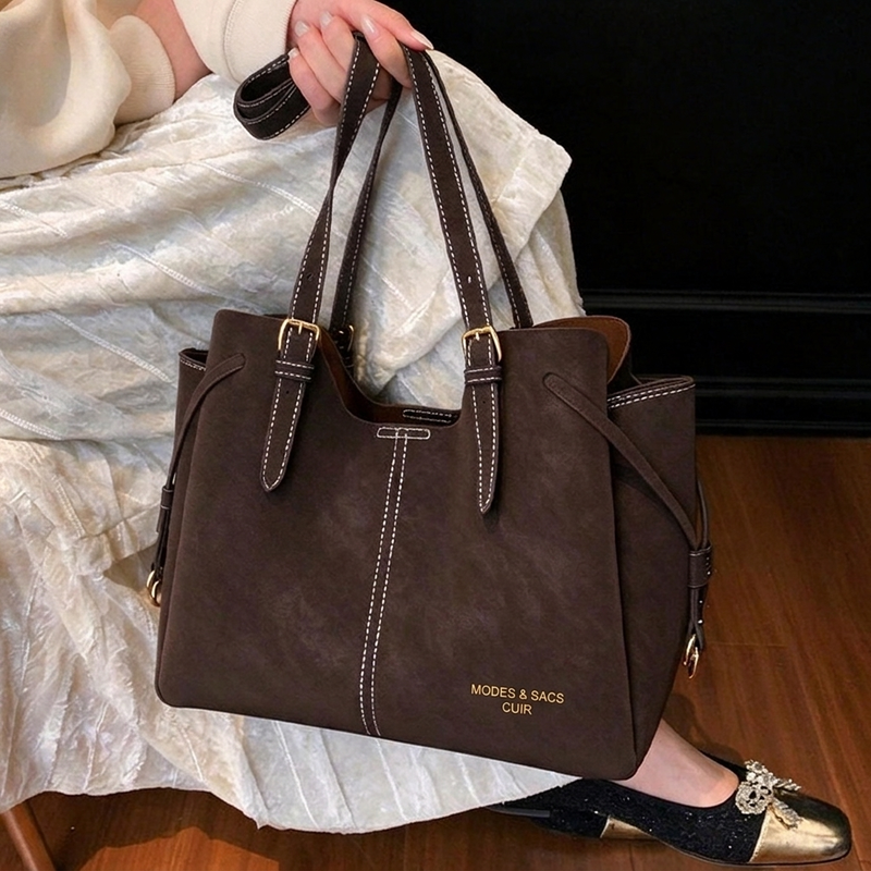 Sac fourre-tout en cuir PU givré rétro