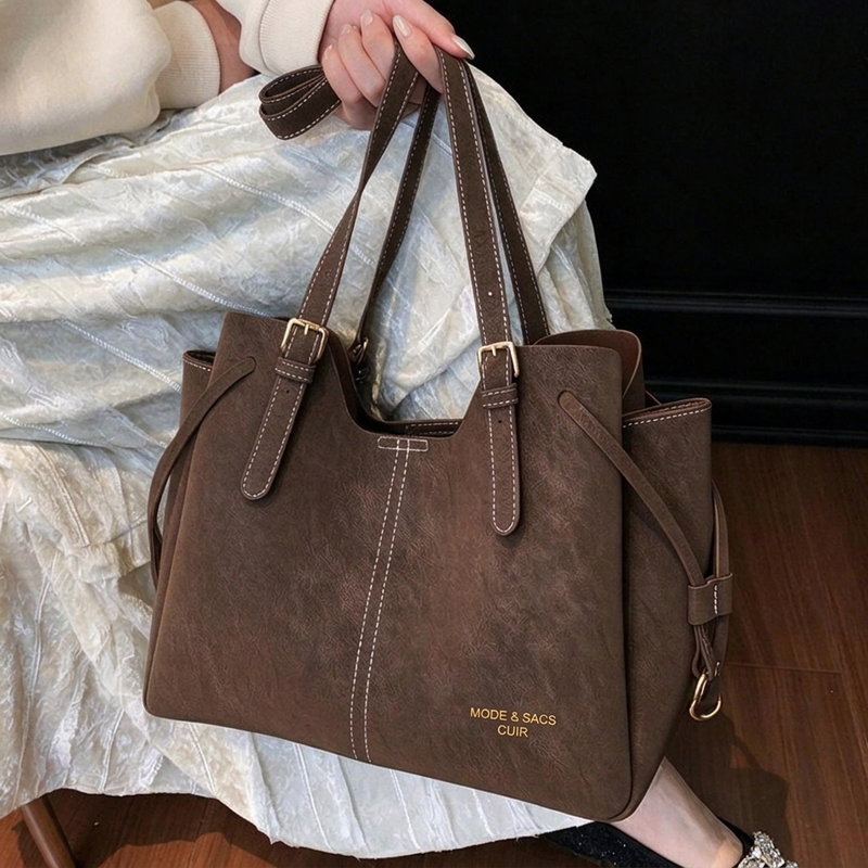 Sac fourre-tout en cuir PU givré rétro