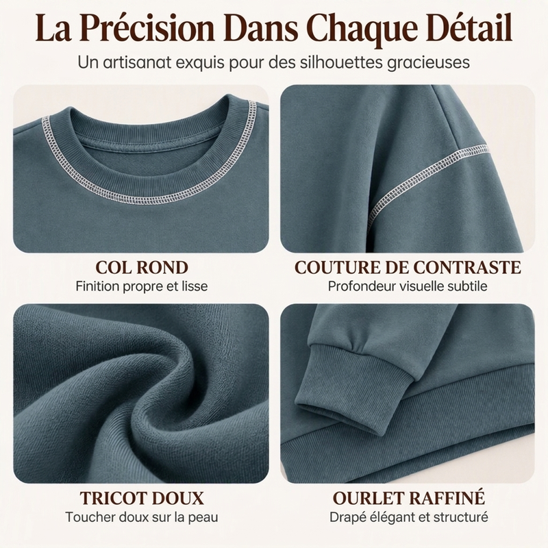 Pull à col rond décontracté et ample pour femme