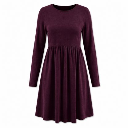 Robe à manches longues, col rond, de couleur unie, de coupe décontractée et ample pour femme