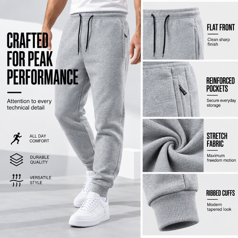 Men's Warm Joggers with Zipper Pockets