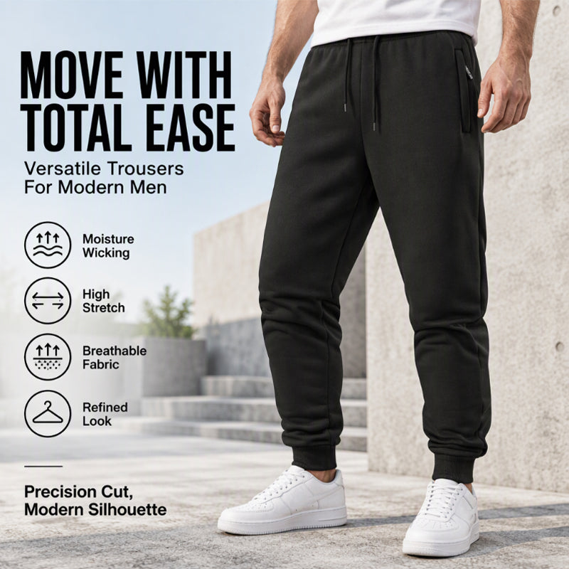 Men's Warm Joggers with Zipper Pockets