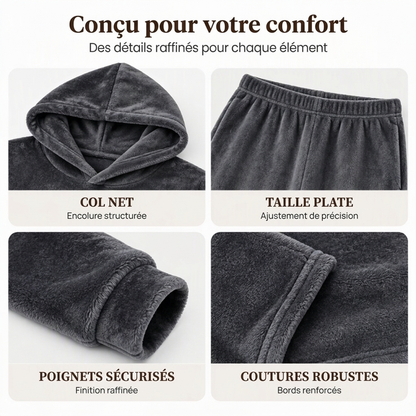 Ensemble 2 pièces : Sweat à capuche en peluche pour homme et pantalon