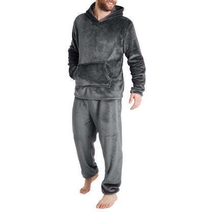 Ensemble 2 pièces : Sweat à capuche en peluche pour homme et pantalon