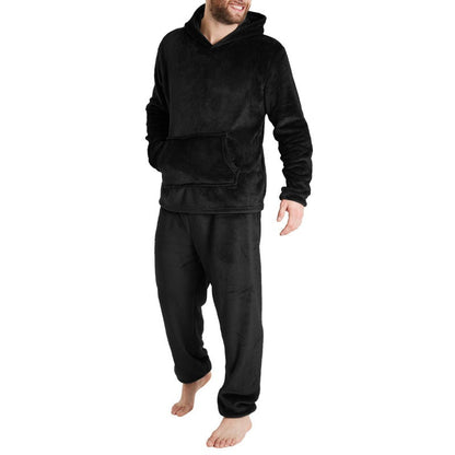 Ensemble 2 pièces : Sweat à capuche en peluche pour homme et pantalon