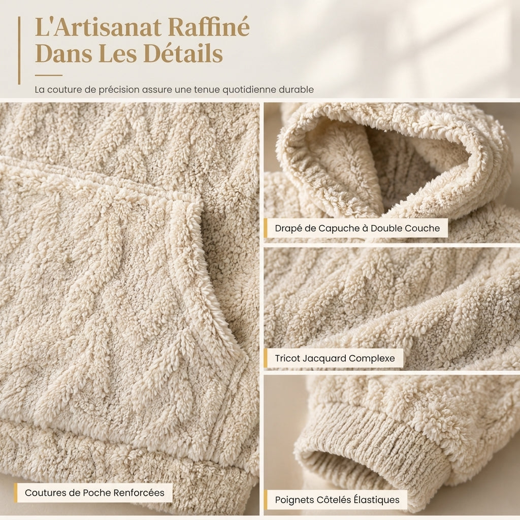 Pull à capuche en peluche jacquard ample pour femme, pour l'automne et l'hiver