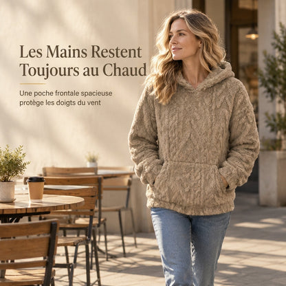 Pull à capuche en peluche jacquard ample pour femme, pour l'automne et l'hiver