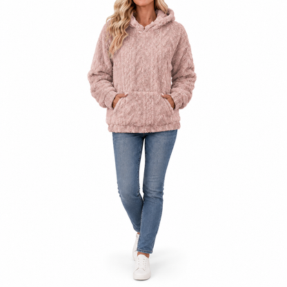 Pull à capuche en peluche jacquard ample pour femme, pour l'automne et l'hiver