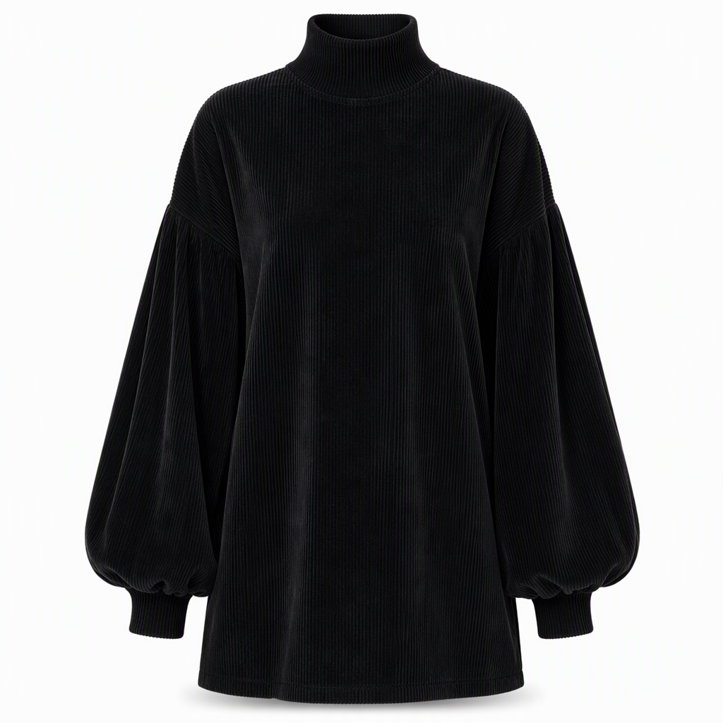 Robe d'automne élégante ample pour femme avec longues manches lanternées