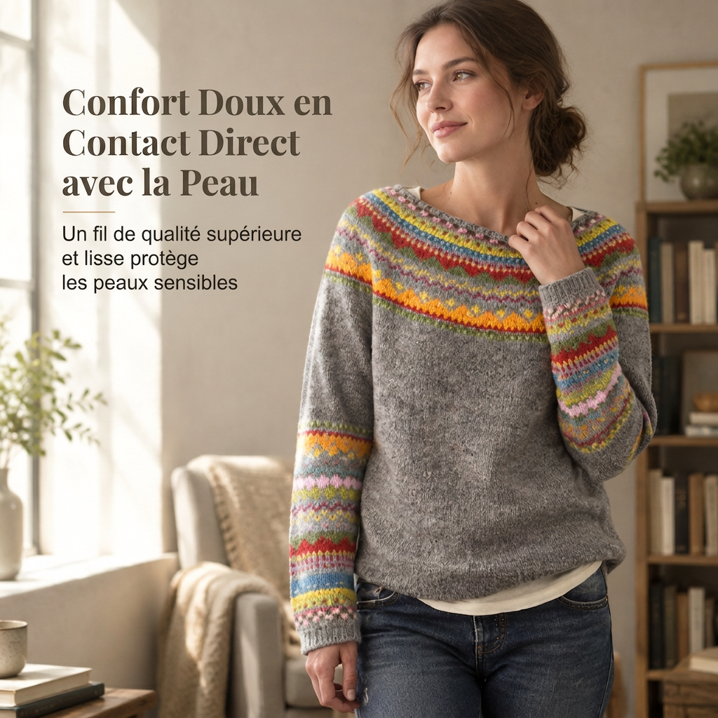 Pull en maille à col rond et bloc de couleurs oversize pour femme