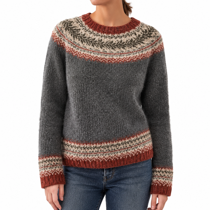 Pull en maille à col rond et bloc de couleurs oversize pour femme