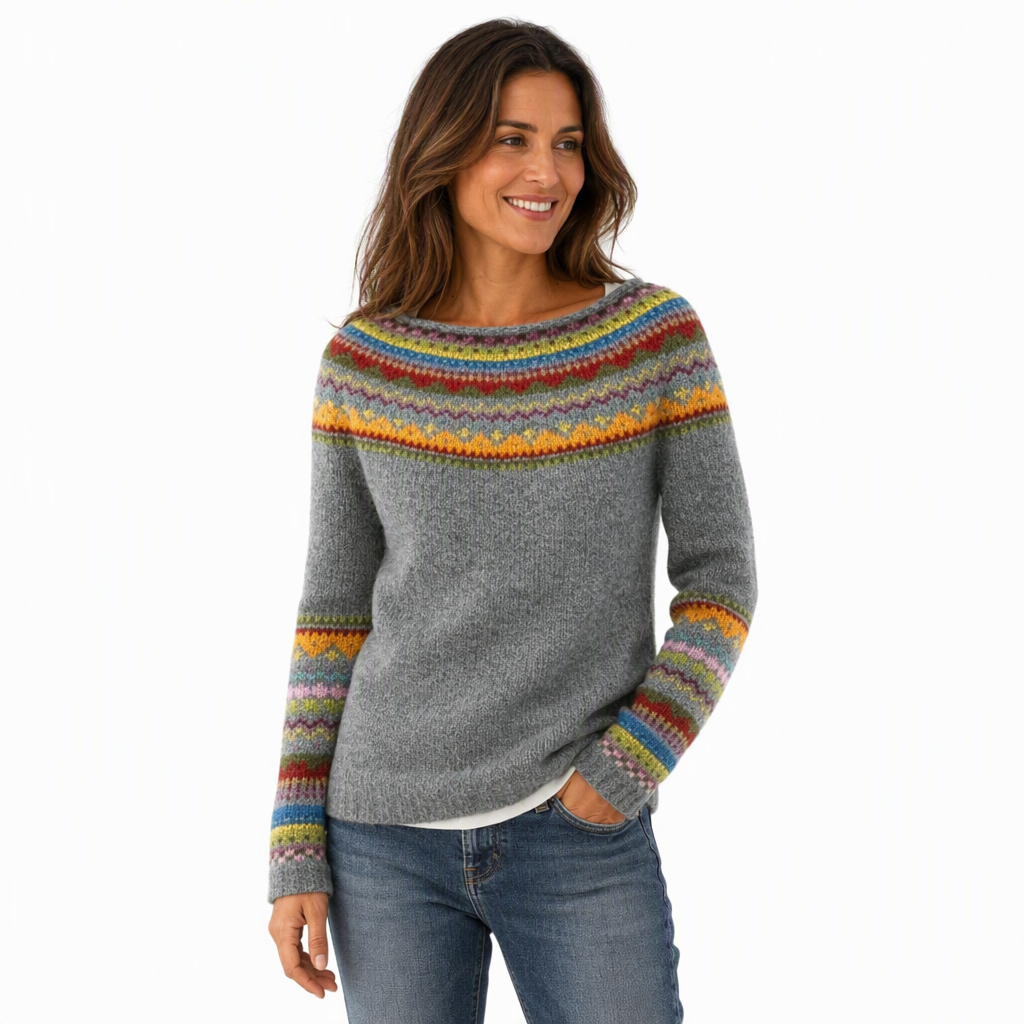 Pull en maille à col rond et bloc de couleurs oversize pour femme