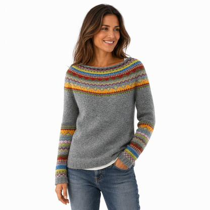Pull en maille à col rond et bloc de couleurs oversize pour femme