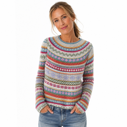 Pull en maille à col rond et bloc de couleurs oversize pour femme
