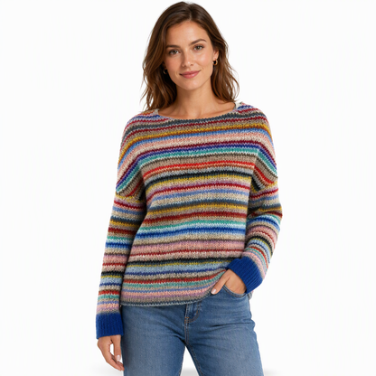 Pull en maille à col rond et bloc de couleurs oversize pour femme