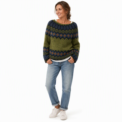 Pull en maille à col rond et bloc de couleurs oversize pour femme