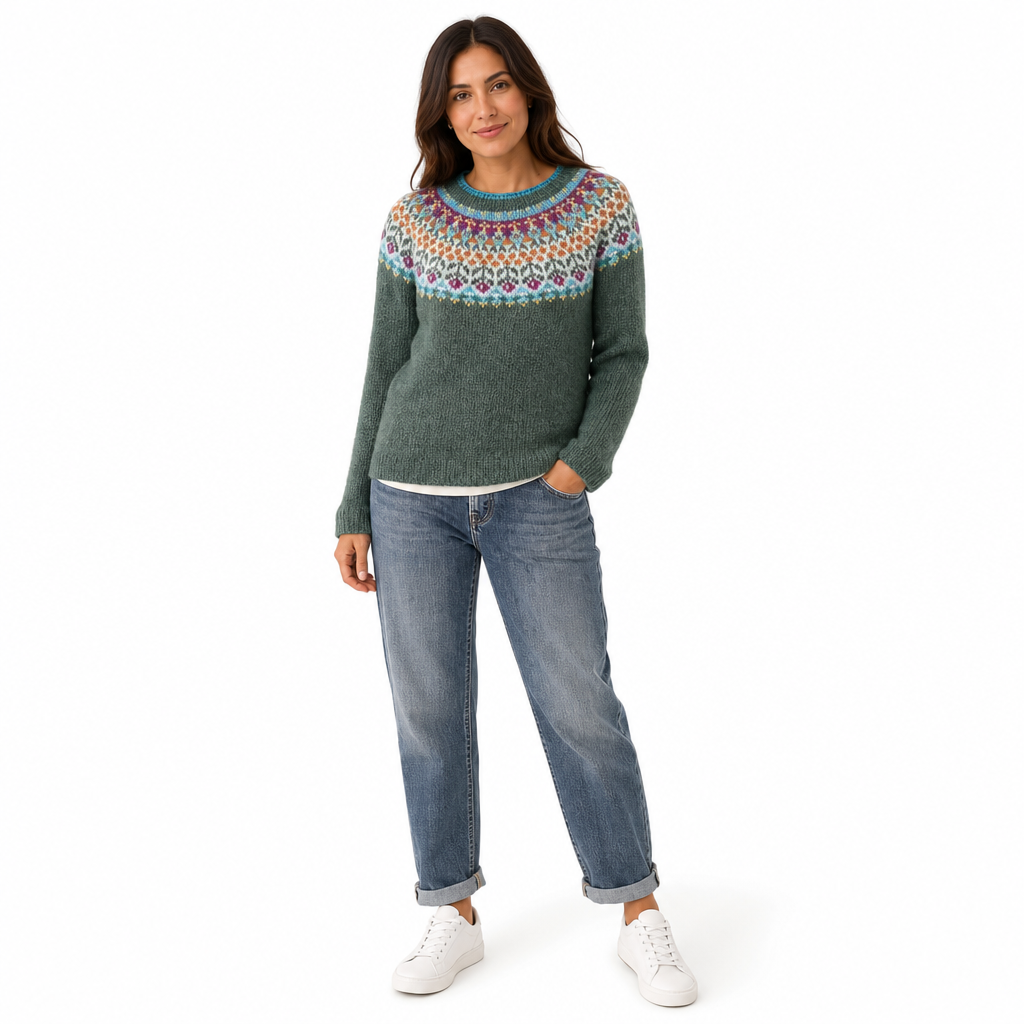 Pull en maille à col rond et bloc de couleurs oversize pour femme