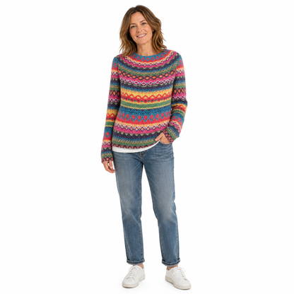 Pull en maille à col rond et bloc de couleurs oversize pour femme