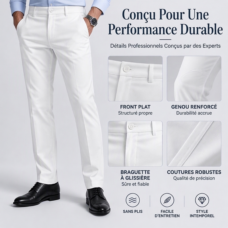 Pantalon de costume ajusté taille mi-haute pour hommes