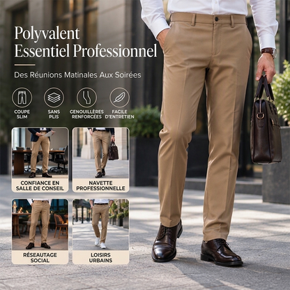 Pantalon de costume ajusté taille mi-haute pour hommes