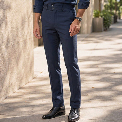 Pantalon de costume ajusté taille mi-haute pour hommes