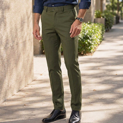 Pantalon de costume ajusté taille mi-haute pour hommes