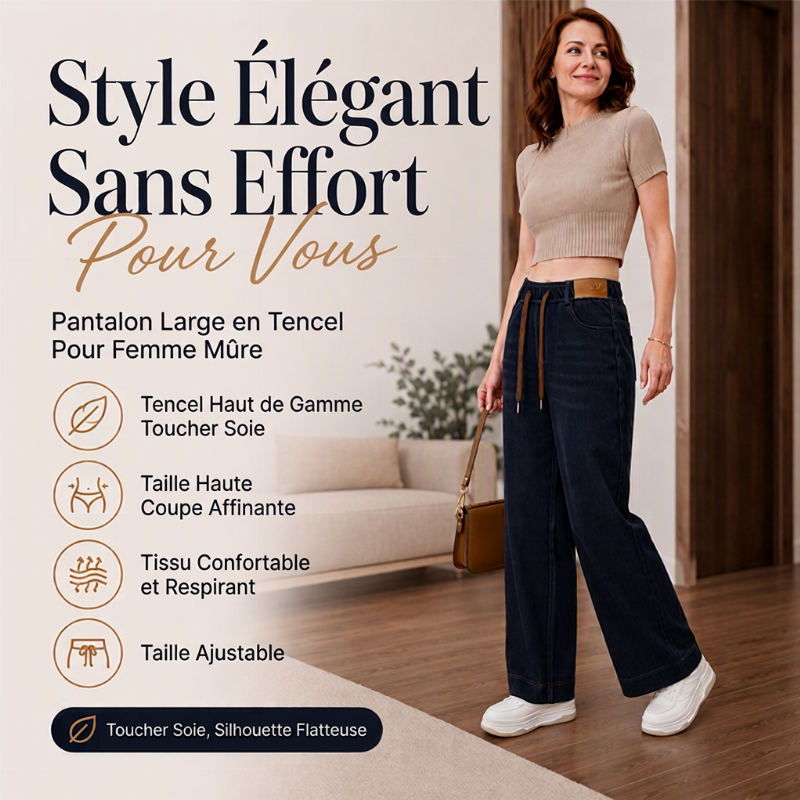 Jeans larges décontractés à cordon de serrage pour femme
