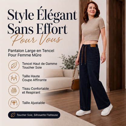 Jeans larges décontractés à cordon de serrage pour femme