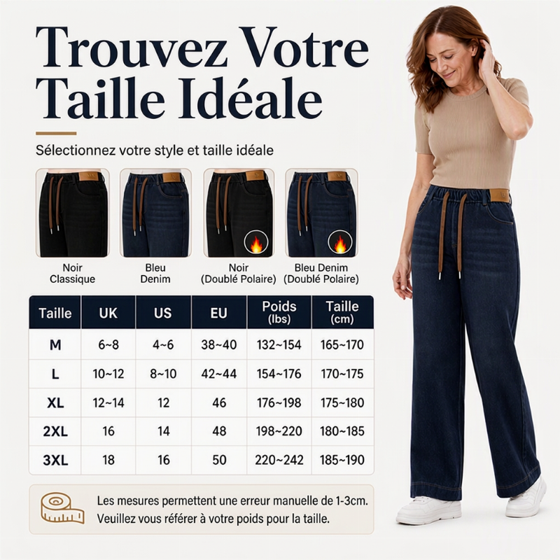 Jeans larges décontractés à cordon de serrage pour femme