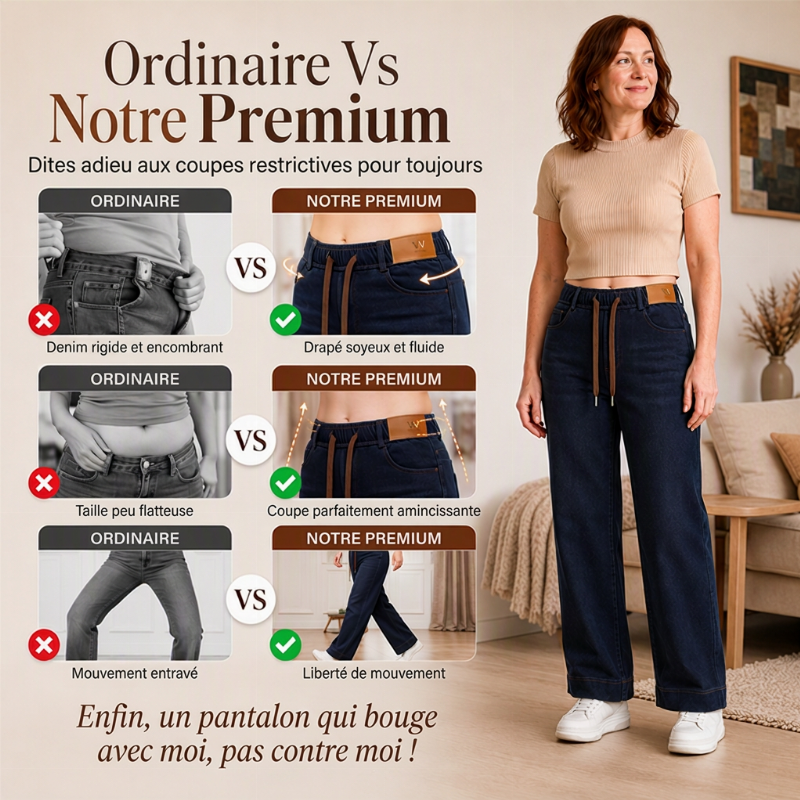 Jeans larges décontractés à cordon de serrage pour femme