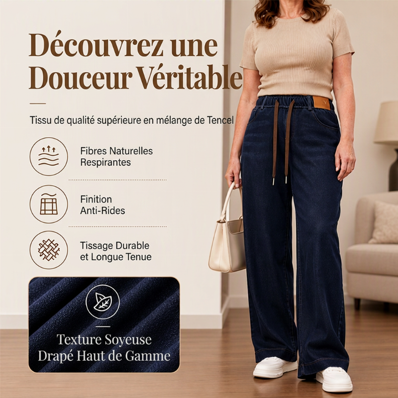 Jeans larges décontractés à cordon de serrage pour femme