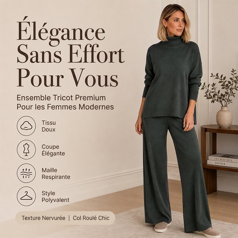 Ensemble décontracté femme à col roulé et pantalon