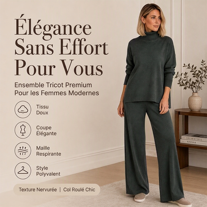 Ensemble décontracté femme à col roulé et pantalon