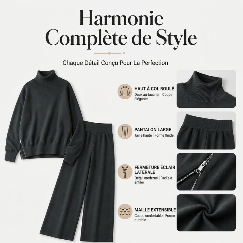 Ensemble décontracté femme à col roulé et pantalon