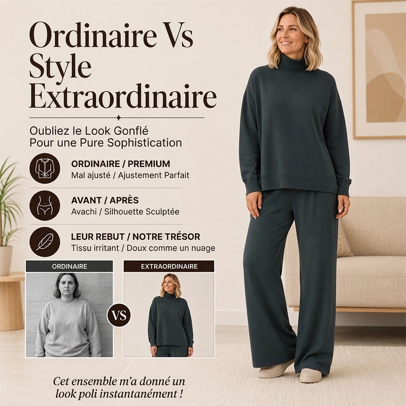 Ensemble décontracté femme à col roulé et pantalon