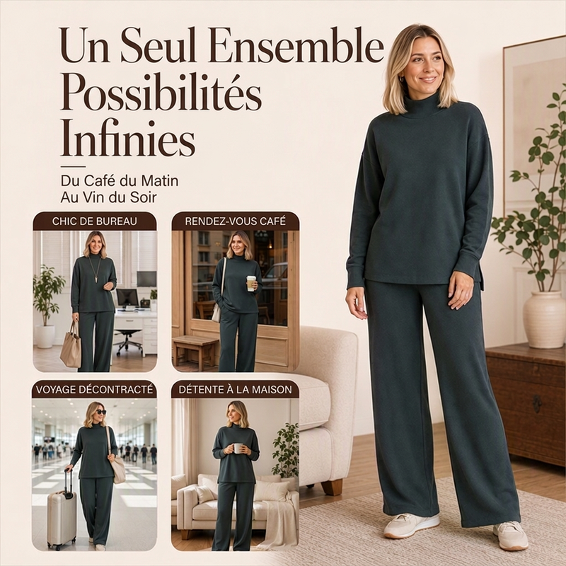 Ensemble décontracté femme à col roulé et pantalon