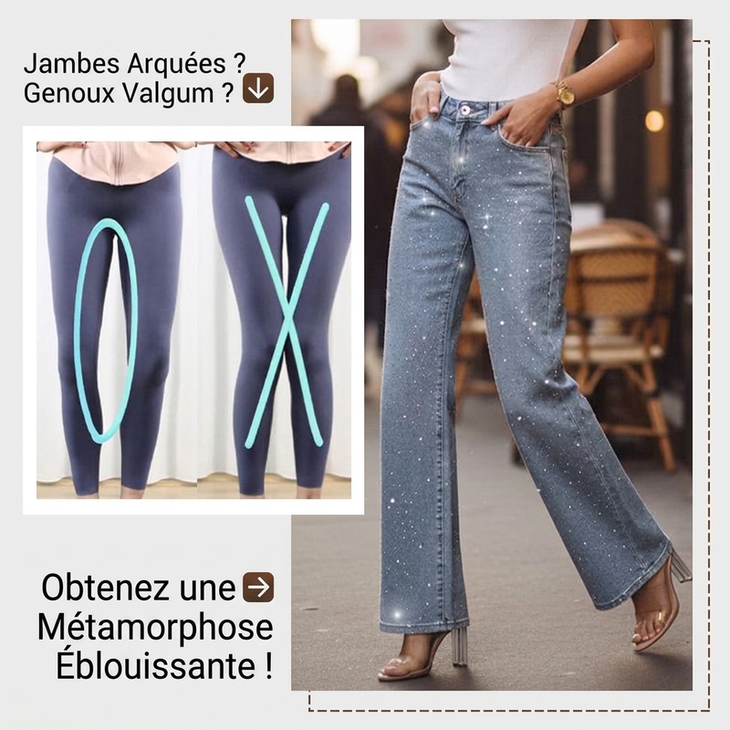 🔥Offre à durée limitée - Jeans à jambe droite ornés de strass