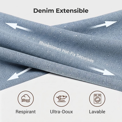 🔥Offre à durée limitée - Jeans à jambe droite ornés de strass