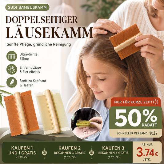 🎉🎁 Kup 1, otrzymasz 2 gratis! 🔥 Dwustronny, bambusowy grzebień z drobnymi zębami do stylizacji włosów