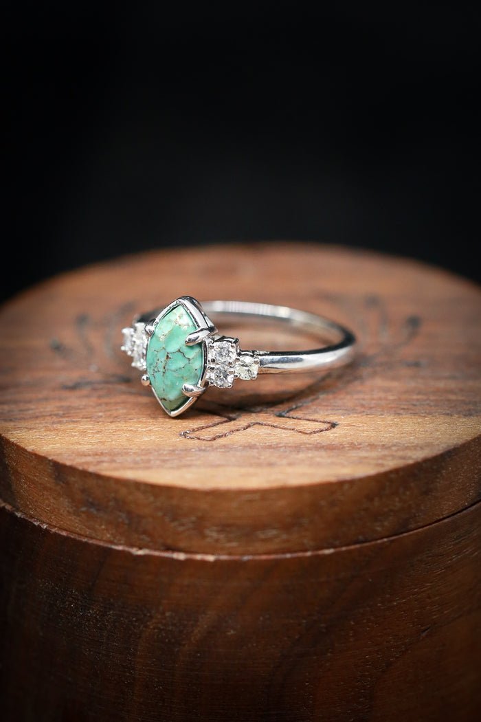 🎁Sterling Silver Natural Turquoise Diamond Ring