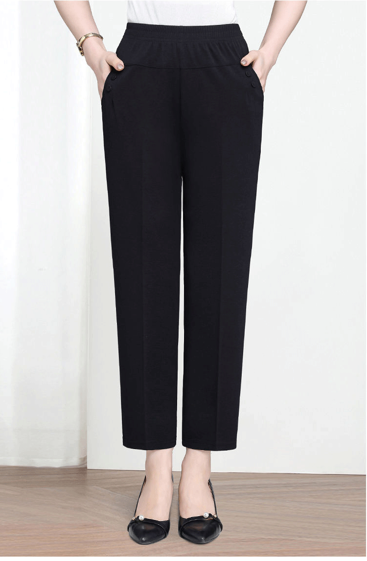 Stretch Elastic Waist Straight Casual Pants